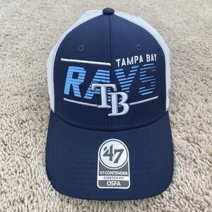 Tampa Bay Rays MLB Hat '47 Brand Contender Stretch Fit OSFM Blue Mesh Cap NWT